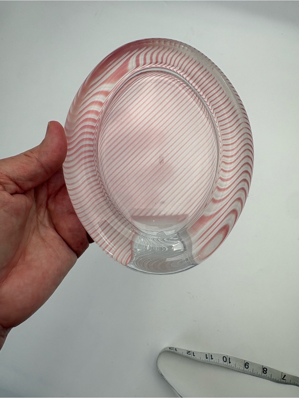 Vintage Crystal Mikasa Japan Pink Striped Oval Picture Frame